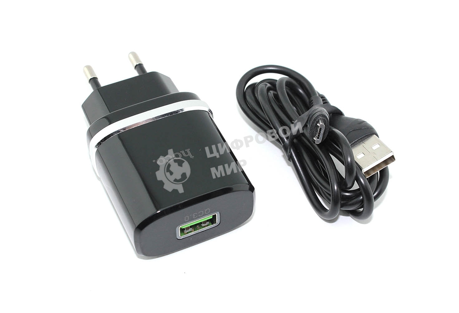 Блок питания (сетевой адаптер) HOCO С12Q Smart QC3.0, кабель Micro USB, USB, 5V, 3.0A, черный