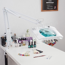 Лупа на струбцине Rexant, квадратная, 3D, с подсветкой, белая