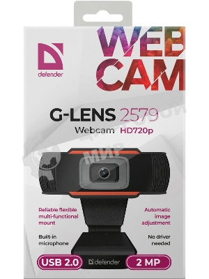 Веб-камера G-lens 2579 HD720p 1280x720, 30 кадр/с, USB Type-A, микрофон, автоосвещение, универсальное крепление