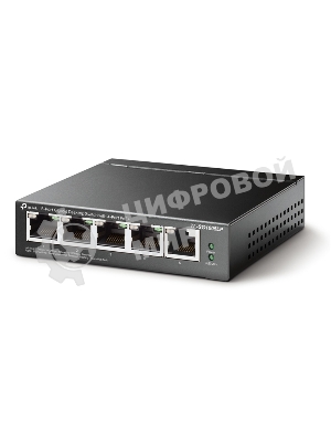 Коммутатор TP-Link 5-Port Gigabit Unmanaged Switch with 4-Port PoE+, metal case, desktop mount, PoE budget 40W.