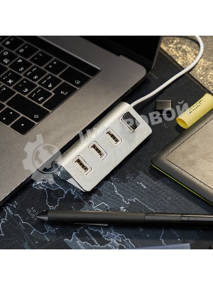 Разветвитель Rexant 4 USB-port серебристый