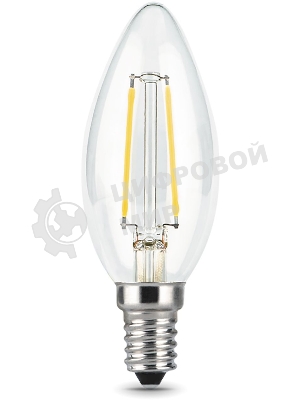 Лампа светодиодная филаментная Gauss 9Вт цок.:E14 свеча 220B 4100K св.свеч.бел.ней. C37 (упак.:10шт)