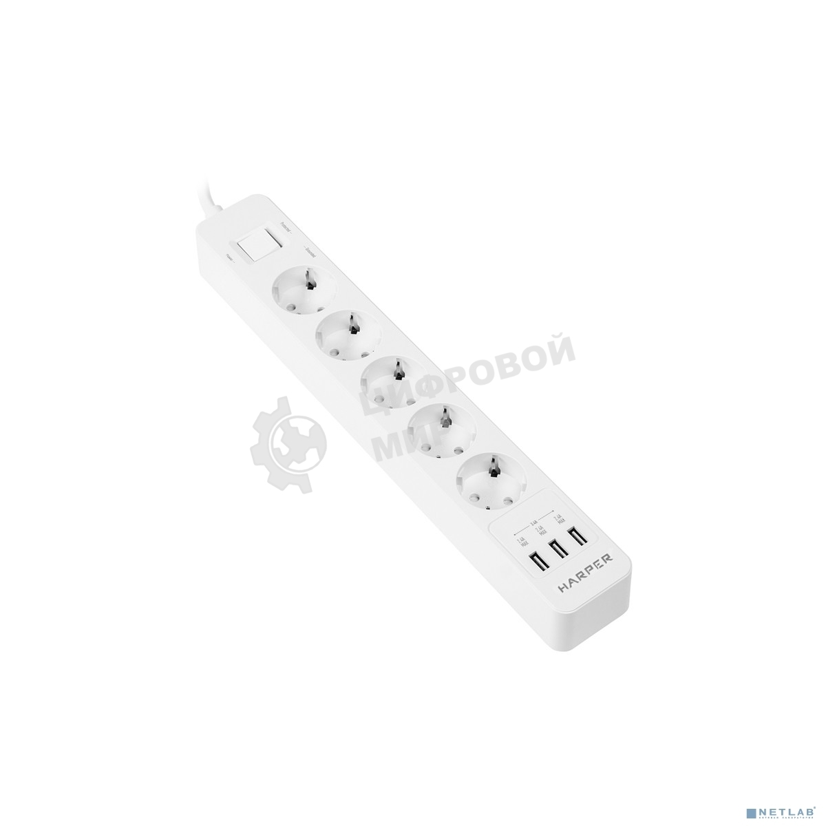 Удлинитель с USB зарядкой Harper UCH-510 White