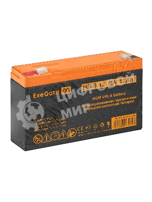Аккумуляторная батарея ExeGate HR 6-12 (6V 12Ah, клеммы F2)