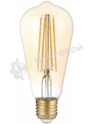 Лампа светодиодная филаментная Gauss Filament ST64 8Вт цок.: E27 эдисон 220B св. свеч. бел. теп. (упак.: 10 шт)