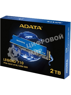 Накопитель SSD ADATA LEGEND 710, 2Tb, PCIe 3.0 x4, M.2 2280, NVMe, R/W 2400/1800, с радиатором