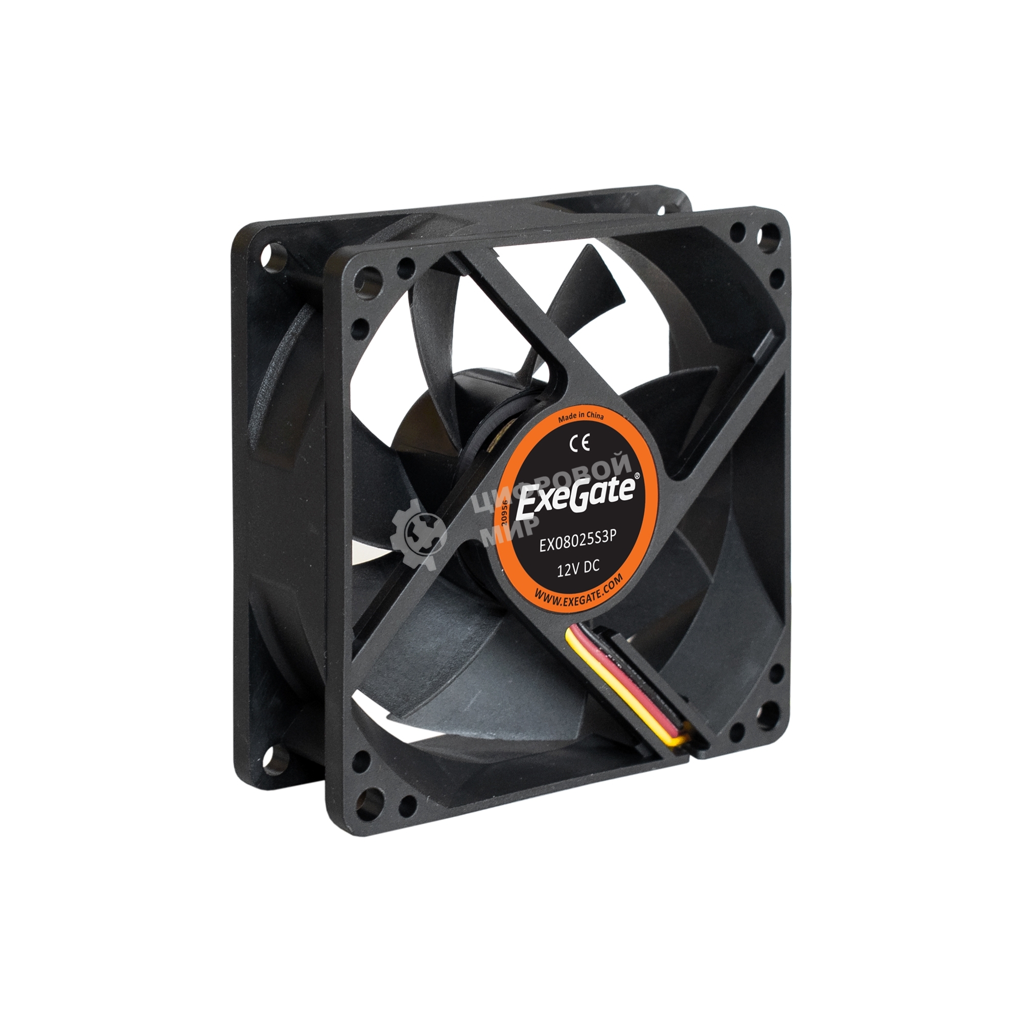 Вентилятор для корпуса ExeGate EX08025S3P черный, 80 мм, 2200 об/мин, 22.5 дБ, 3 pin