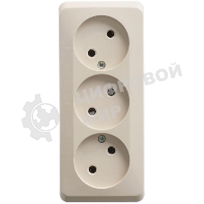 Розетка 3-м ОП Этюд 16А IP20 без заземл. без защ. шторок крем. SchE PA16-009K