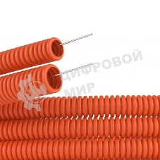 Труба гофрированная Rexant из ПНД с зондом ø 50 мм, оранжевая (15 м/уп.)