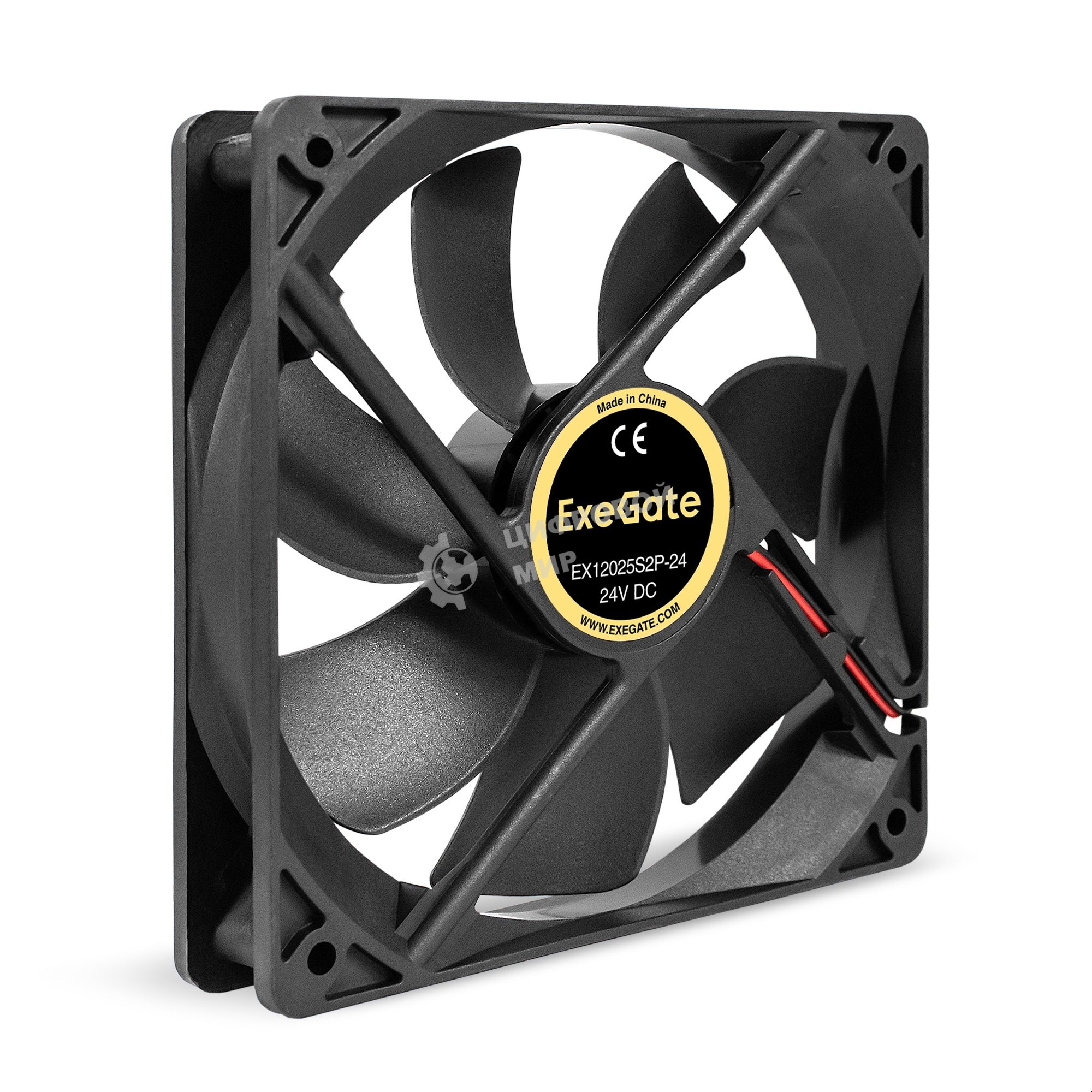 Вентилятор для корпуса ExeGate EX12025S2P-24 черный, 120 мм, 2100 об/мин, 34.2 дБ, 2 pin