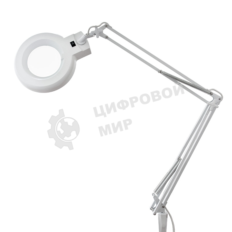 Лупа на струбцине круглая настольная Rexant 3Х с подсветкой, белая