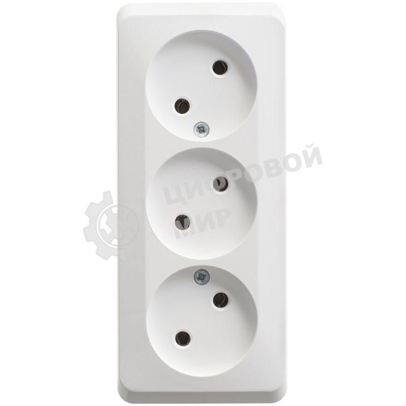 Розетка 3-м ОП Этюд 16А IP20 без заземл. без защ. шторок белый SchE PA16-009B