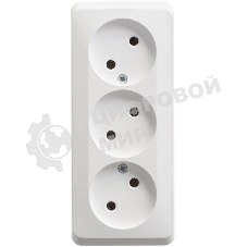 Розетка 3-м ОП Этюд 16А IP20 без заземл. без защ. шторок белый SchE PA16-009B