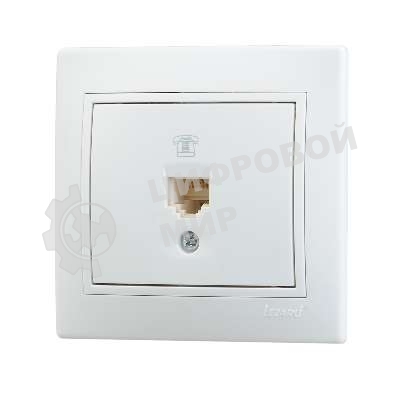 Розетка телефонная 1-м СП Мира RJ11 белый/белый Lezard 701-0202-137