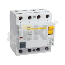 Выключатель дифференциального тока (УЗО) 4п 50А 30мА тип AC ВД1-63 IEK MDV10-4-050-030