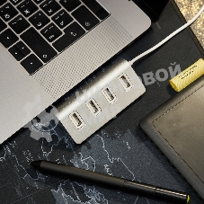 Разветвитель Rexant 4 USB-port серебристый