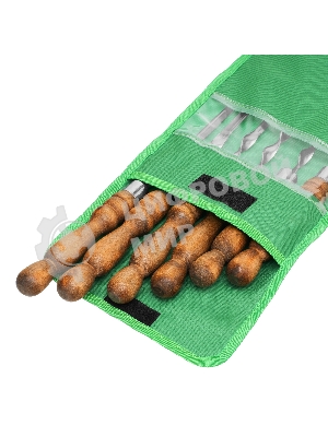 Набор шампуров угловых Palisad Camping 650 мм, с деревянной рукояткой, в чехле, 6 шт.