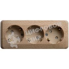 Розетка 3-м ОП Этюд 16А 250В защ. шторки с заземл. сосна SchE PA16-012D