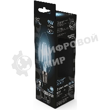 Лампа светодиодная филаментная Gauss 9Вт цок.:E14 свеча 220B 4100K св.свеч.бел.ней. C37 (упак.:10шт)