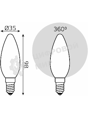Лампа светодиодная Gauss Filament 103201209-D 9Вт цок.: E14 свеча 220B св. свеч. белый нейт. (упак.: 10 шт)