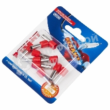 Наконечник штыревой втулочный Rexant изолированный, F-12 мм, 10 мм², НШВи 10-12/E10-12, красный, в упак. 10 шт.