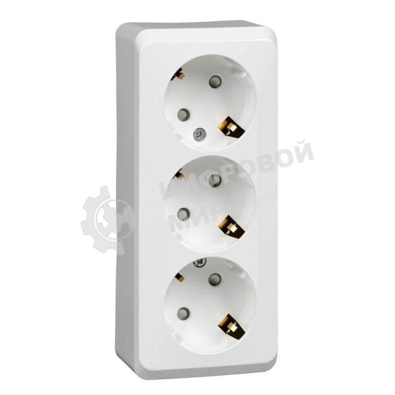 Розетка 3-м ОП Этюд 16А 250В защ. шторки с заземл. белый SchE PA16-012B