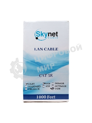 Кабель SkyNet Light UTPнг-LSZH 4x2x0,46, низкое дымовыделение, нулевое содержание галогенов, медный, FLUKE TEST, кат.5e, однож., 305 м, box, оранжевый