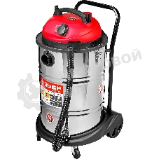 Строительный пылесос Зубр ПУ-60-1400 М4 серый/красный, 1400 Вт, уборка сухая/влажная/выдув, пылесборник мешок/контейнер, 60 л