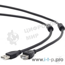 Кабель Cablexpert USB2.0 Pro CCF2-USB2-AMAF-6, AM/AF, 1.8м, экран, 2феррит.кольца, черный, пакет