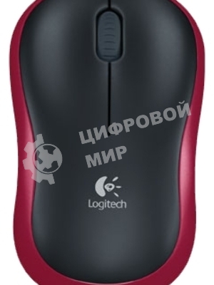 Мышь беспроводная Logitech M185, красный, 1000 dpi, радиоканал, USB, кнопки - 3
