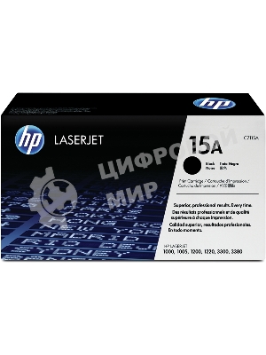 Картридж лазерный HP C7115A черный LJ 1000W/1200/1220/3300, (2500 стр.)