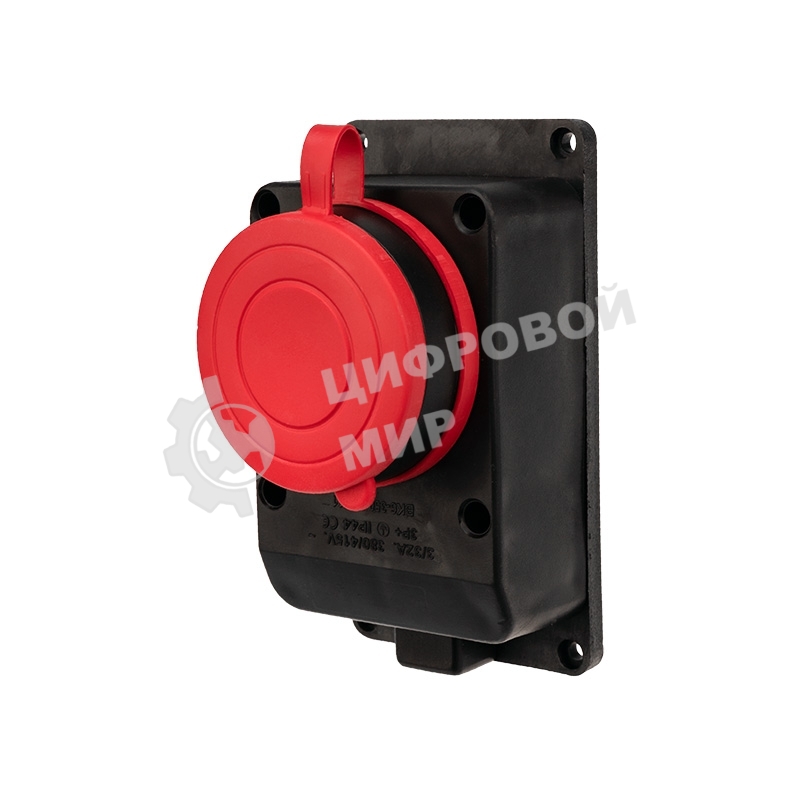 Розетка Rexant влагозащищенная настенная с крышкой, 3Р+РЕ, 32 А IP44 черная каучук