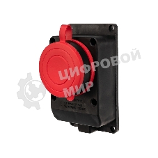 Розетка Rexant влагозащищенная настенная с крышкой, 3Р+РЕ, 32 А IP44 черная каучук