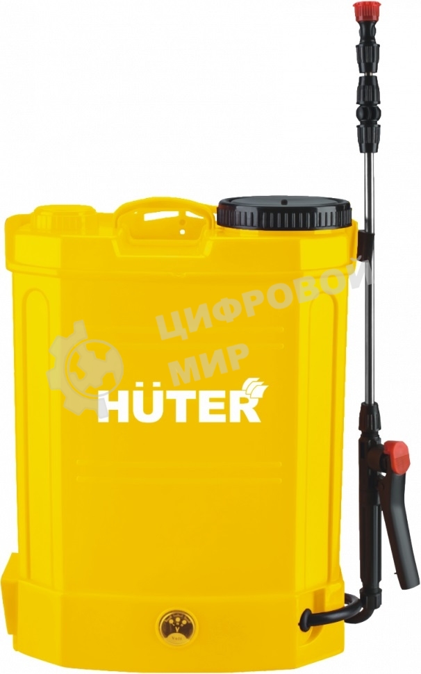 Опрыскиватель аккумуляторный Huter SP-12AC, аккумуляторный, ранцевый, 12л, желтый/черный