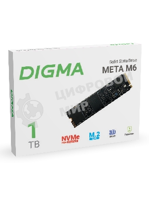 Накопитель SSD Digma Meta M6 DGSM4001TM63T, 1Tb, PCIe 4.0 x4, M.2 2280, NVMe, R/W 7400/6600