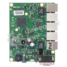 Плата маршрутизатора RB450Gx4 без корпуса RouterBOARD 450Gx4 with four core 716MHz Atheros CPU, 1 Gb RAM, 5 Gigabit LAN ports, PoE OUT on port #5, RouterOS L5