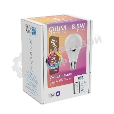 Лампа Светодиодная Gauss Smart Home RGbW E27 A60 8.5 Вт 2700-6500K 1/10/100