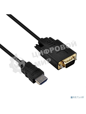 Кабель-адаптер ORIENT C702, HDMI M --> VGA 15M, 1.8 м, черный