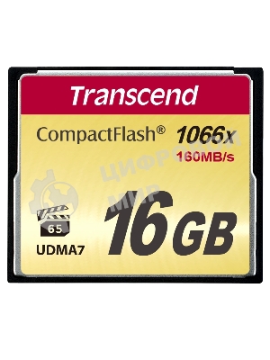 Флеш карта Transcend Ultimate TS16GCF1000/CF (Compact Flash)/16 ГБ/UDMA 7, VPG 65/160 МБ/с