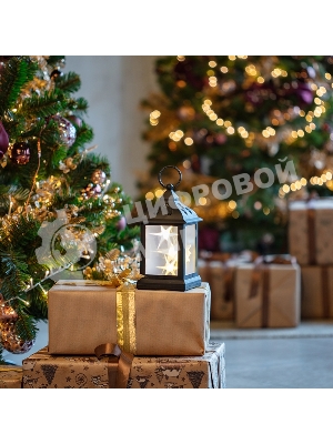 Декоративный фонарь Neon-night 11х11х22,5 см, черный корпус, теплый белый цвет свечения с эффектом мерцания