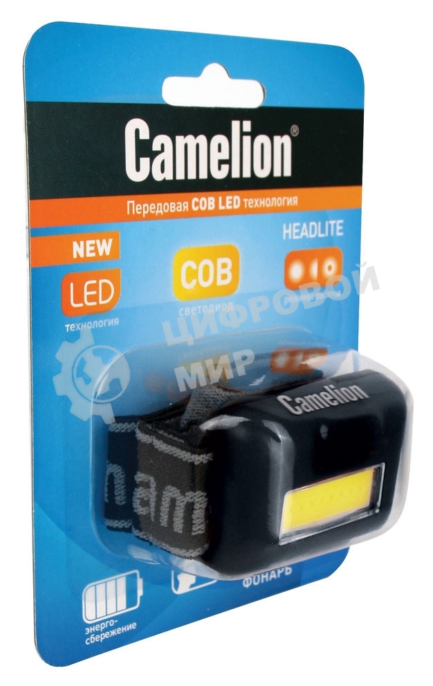 Фонарь налобный Camelion LED5355 черный 1Вт лам.:светодиодный AAAx3 (13748)