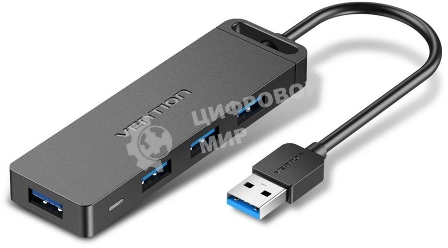 USB-концентратор Vention OTG USB 3.0 на 4 порта черный 1м.