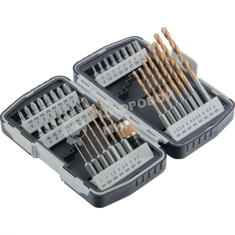 Набор бит Matrix и сверл магнитный адаптер crv в пласт. боксе 40шт.