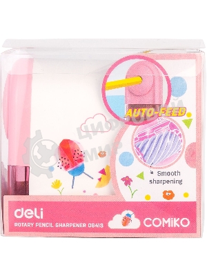 Точилка для карандашей механическая Deli E0641S, 1 отверстие, пластик, ассорти