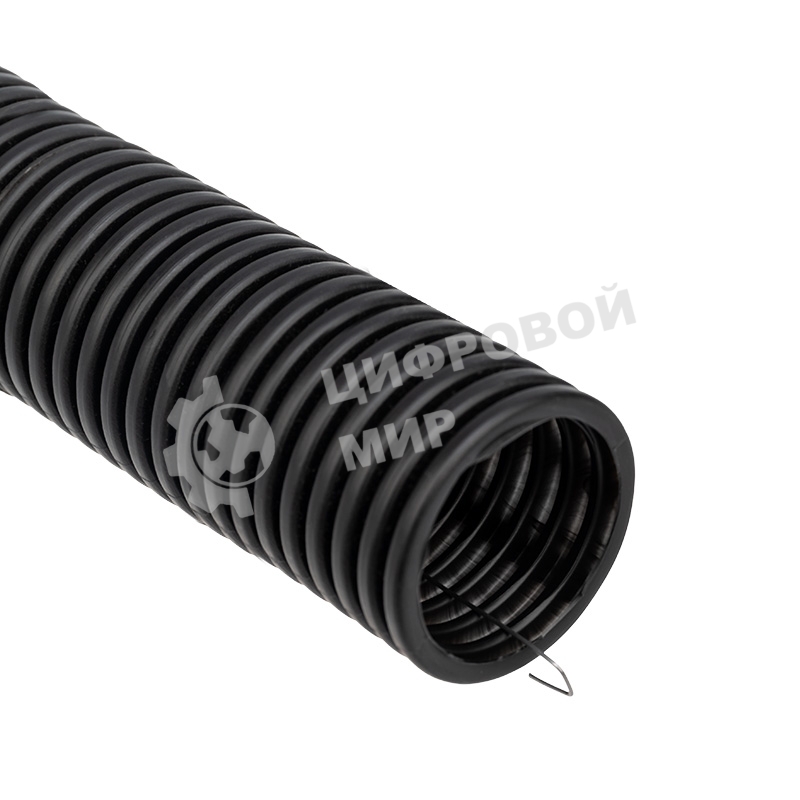 Труба гофрированная из ПНД Rexant с зондом, черная, Ø32 мм, бухта 25 м/уп.
