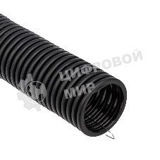 Труба гофрированная из ПНД Rexant с зондом, черная, Ø32 мм, бухта 25 м/уп.