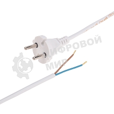 Шнур электрический с вилкой Rexant ПВС 2х0,75 мм², 2м белый