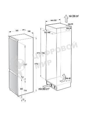 Встраиваемый холодильник Gorenje NRKI517142, полезный объем 243 л, электронное управление, цифровой дисплей, автоматическое размораживание No Frost, быстрое замораживание, интенсивное охлаждение, зона свежести с контролем влажности, слайдерное крепление, энергоэффективность А+