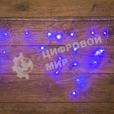 Новогодние светоукрашения Neon-night гирлянда Айсикл (бахрома) светодиодный, 1,8 х 0,5 м., белый провод, 220В, диоды синие