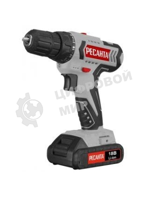 Дрель-шуруповерт Ресанта ДА-18-2ЛК, 18 В, 2 Ач, 50 Нм, щеточный
